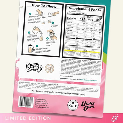 Keto Chow Strawberry | Keto Meal Replacement Shake Powder | Nutritionally Complete | Low Carb | Delicious Easy Meal Substitute | Protein Rich You Choose The Fat | Single Meal Sample