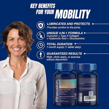 Motion – Advanced Joint Support: Hyaluronic Acid + Glucosamine + Curcumin + Type II Collagen – Flexibility, Mobility & Comfort – 30 Caplets 850 mg