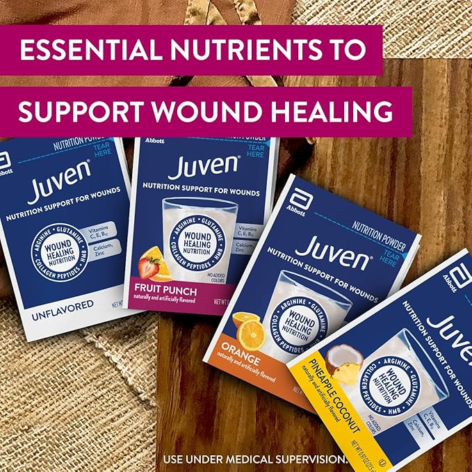 Juven Therapeutic Nutrition Drink Powder Including Collagen Peptides, Amino Acids, and HMB for Wound Healing Support, Pineapple Coconut, 30 Packets