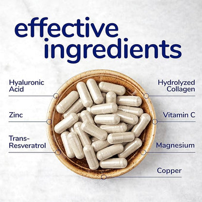 Her Own Beauty Hyaluronic Acid Capsules, Essential Collagen, Zinc, Magnesium, Vitamin C, Support Beautiful Skin, 60 Servings