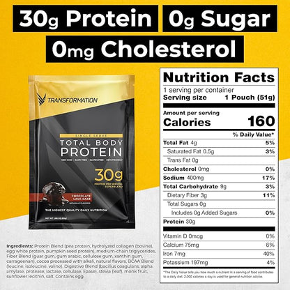 Transformation Protein Super Blend | Egg White, Collagen Peptides, and Plant Protein | 15 Billion CFU Probiotics | Digestive Enzymes | MCT Oil | Low Carb Shake for Men & Women | Chocolate, 10 pack