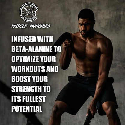 Muscle Munchies Creatine Chewable Gummies for Men & Women-Infused with Beta Alanine-5g of Creatine Per Serving-Increases Strength, Endurance, & Recovery-Vegan, NonGMO (Strawberry Burst)
