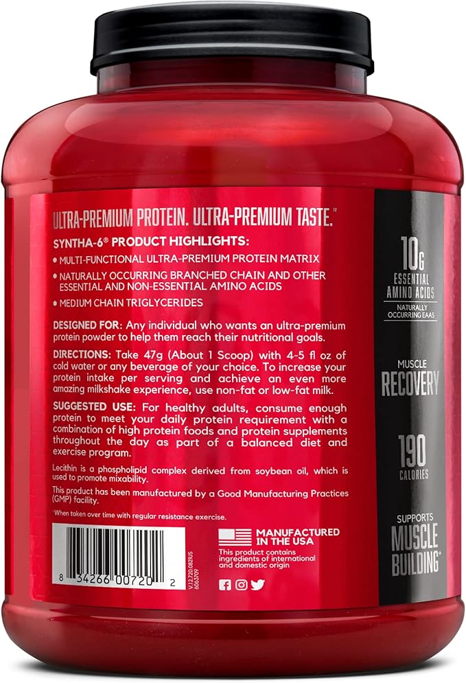 BSN SYNTHA-6 Whey Protein Powder, Micellar Casein, Milk Protein Isolate, Chocolate Milkshake, 48 Servings (Packaging May Vary)