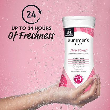 Summer’s Eve Feminine Wash, Sheer Floral, Daily pH-Balanced Body Wash for Women, Feminine Care to Remove Vaginal Odor, Gynecologist Tested, 9 Fl Oz, Pack of 14
