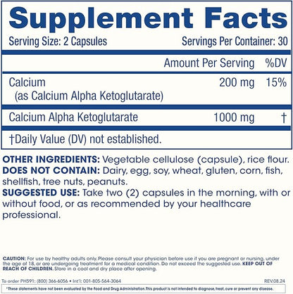 ProHealth, Ca AKG Supplement (Alpha Ketoglutarate) (1,000 mg per 2 Capsule Serving, 60 Capsules). Supports Cellular Energy, Metabolic Function and Healthy Aging Processes (3 Pack)