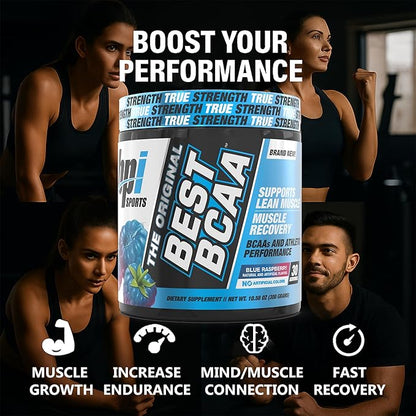 BPI Sports Best BCAA - BCAA Powder - Branched Chain Amino Acids - Muscle Recovery - Muscle Protein Synthesis - Improved Performance – Hydration – Blue Raspberry - 60 Servings - 21.12 Oz