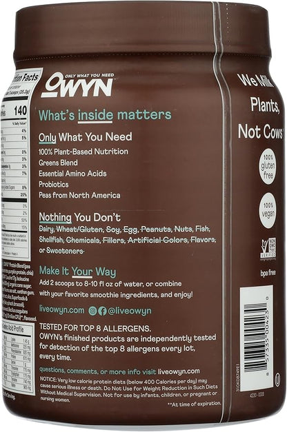 OWYN Only What You Need Plant-Based Protein Powder, Dark Chocolate, 1.17 lbs