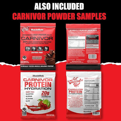 MuscleMeds Carnivor RTD Sampler Pack Ready to Drink Protein, Lactose Free, Sugar Free, Beef Isolate Protein, Muscle Building, Recovery 16.9 Fl Oz, Liquid (5 Pack)