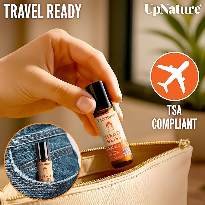 UpNature Head Bliss Essential Oil Roll On - Soothing Migraine Comfort Aromatherapy with Instant Cooling Effect - Nurse Essentials Gifts Roller