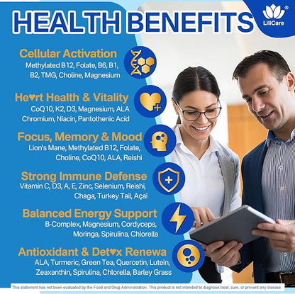 2 Pack Methylated Multivitamin for Men & Women Gummies + Greens & Mushroom Blend, Methylfolate & B12, TMG, Choline, Daily Vitamin A, C, D3K2, E, B Complex, Coq10, ALA for Overall Wellness, Sugar Free