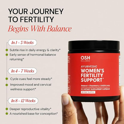 Freshly Moms Ayurvedic Fertility Supplements for Women | Support Ovulation | Conception for Women | Egg Quality | Maca Root, Vitex, & Vitamins | Vegan | 90 Capsules - OSH Wellness