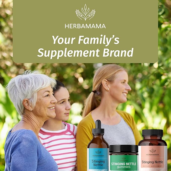 HERBAMAMA Stinging Nettle Gummies - 7500mg Stinging Nettle Root Extract for Urinary Tract Support for Women & Men - Vegan, Non-GMO Urtica Dioica Supplement - 60 Pectin-Based Apple-Flavored Chews