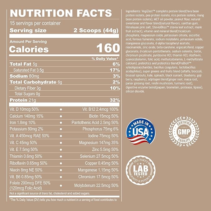 UpNourish Peanut Butter Vegan Protein Powder 54 Superfoods Powder,1.5 Billion CFU Probiotics 21g Plant Based Protein,No Sugar No Dairy No GMO Dairy Free,Meal Replacement Shake Keto-Friendly Low-Carb Diet,15 Servings