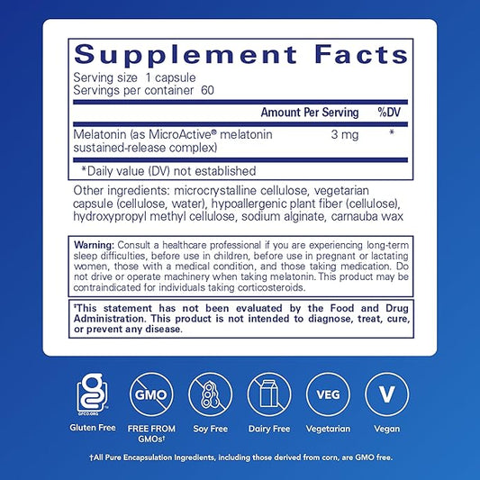 Pure Encapsulations Melatonin-SR - Extended Release Melatonin - Supports Restful Sleep* - Sleep Supplement - Gluten Free & Vegan - 60 Capsules