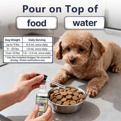Hyaluronic Acid for Dogs – Liquid Joint Supplement for Dogs Supporting Mobility, Cartilage & Flexibility – Dog Joint Supplement for Joints, Skin, Coat & Eye Hydration – Pure, High-Molecular HA Drops