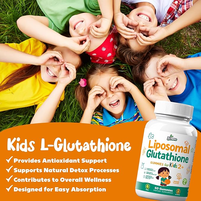 Liposomal Glutathione Gummies for Kids - Vitamin C Supplement for Healthy Immune Support Antioxidants & Detox - Sugar Free Vegan Non GMO