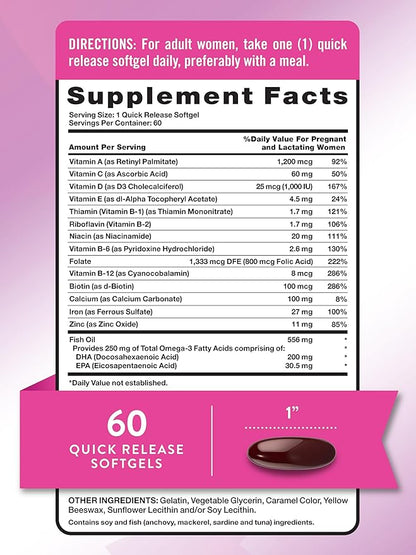 Nature's Truth Prenatal Vitamins for Women | with DHA and Folic Acid | 60 Softgels | Non-GMO & Gluten Free Supplement