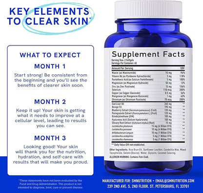 Clear Skin Supplement with Zinc, DIM & Probiotics | 3-in-1 Balance, Glow & Health Skin Support | Triple Action Hyaluronic Acid, Niaciminide & Vitamins for Hormone, Complexion & Gut Support | 180 Ct