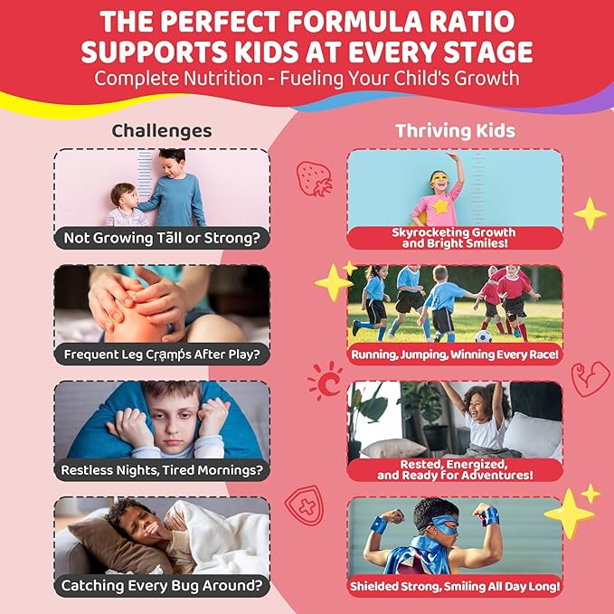 Vitamin D3 K2 + Calcium Liquid-filled Gummies for Kids & Teens, 1000IU / 2000IU D3 with Magnesium, Algal Omega 3, Kids Vitamins for Bones & Teeth, Calcium Absorption, Brain, Immune, Sugar-Free, 2Pack