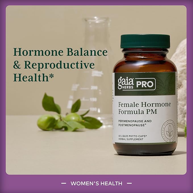 Gaia Herbs Pro Female Hormone Formula PM - Women's Health Supplement for Menopause & Sleep Support - Black Cohosh & St. John's Wort - Vegan, Soy-Free & Gluten-Free - 60 Liquid Phyto-Caps (30 Servings)