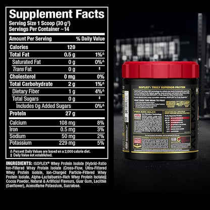 ALLMAX ISOFLEX Pure Whey Isolate Protein Powder - Gluten Free, Low Lactose, Sugar-Free - High-Protein, Clean, Keto-Friendly for Pre Post Workout Supplement for Women and Men | Chocolate, 1lb