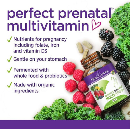 New Chapter Perfect Prenatal Vitamins, Organic Prenatal Vitamins, Non-GMO Ingredients for Healthy Baby & Mom - Folate (Methylfolate), Iron, Vitamin D3, Fermented with Whole Foods and Probiotic, 192 count