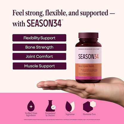 Bone & Joint Health for Women | Hyaluronic Acid, Soy Isoflavones, Resveratrol & Vitamin D3 for Flexibility, Mobility & Bone Strength Support | Menopause Joint & Bone Wellness, 60 Capsules