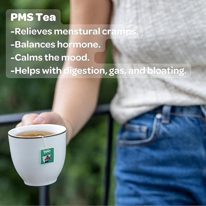 Lazika PMS Tea for Hormone Balance, Herbal Tea for Healthy Menstural Cycle, 20 Pyramid Teabags, Period Relief and PMS Support for Women, Caffeine Free, Chamomile, Fennel