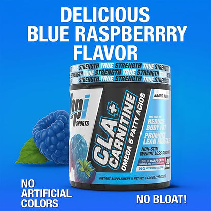 BPI Sports CLA+Carnitine – CLA L Carnitine & Linoleic Acid – L Carnitine Supplement for Weight Loss, Metabolism & Lean Muscle – Caffeine Free – Blue Raspberry – 50 Servings – 12.34 oz