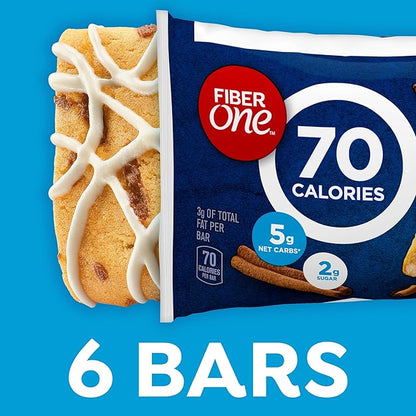 Fiber One 70 Calorie Soft-Baked Bars, Cinnamon Coffee Cake, 6 Bars, 5.34 oz (Pack of 8)