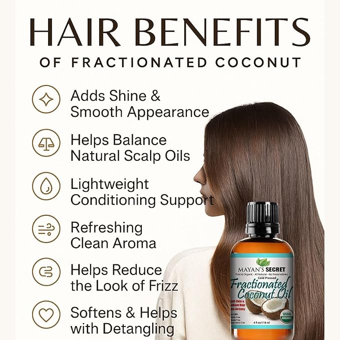 USDA Certified Organic Fractionated Coconut Oil, for Aromatherapy Relaxing Massage, Carrier Oil for Diluting Essential Oils, Hair & Skin Care Benefits, Moisturizer & Softener