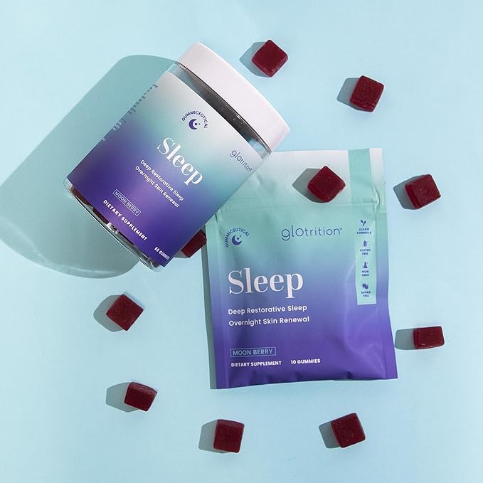 Glotrition Beauty Sleep Gummy Travel Pack | Deeper, Higher Quality Sleep | Rejuvenate & Moisturize Skin at Night | Non-Habit Forming with Natural Ingredients | 10 Gummies