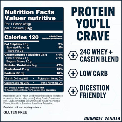 PEScience Select Protein Powder, Whey and Casein Blend, Lean Protein Powder for Women and Men, Low Calorie, Low Carb, Keto Friendly, Gluten Free, Gourmet Vanilla - 5 Servings
