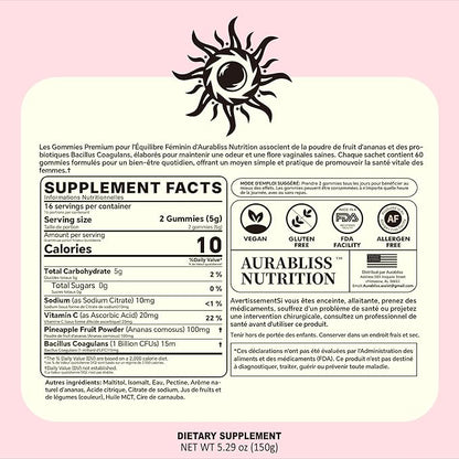 Premium Feminine Balance Gummies for Women - Hawaiian Pineapple Gummies for Women PH Balance Wellness, Immune Support, Vegan Daily Supplement for Odor and Flora Health , 60 Counts - 30 Servings