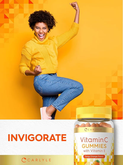 Carlyle Vitamin C Gummies | 60 Count | Orange Flavor | with Vitamin E | Vegan, Non-GMO, and Gluten Free Supplement