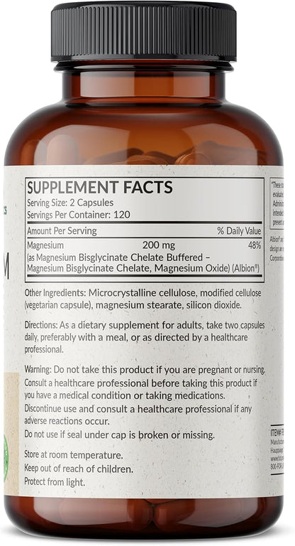 Futurebiotics Magnesium Glycinate 200 MG per Serving Chelated for High Absorption, Gentle On Stomach, Non-GMO, 240 Vegetarian Capsules