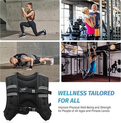 ZELUS Weighted Vest, 6lb/8lb/12lb/16lb/20lb/25lb/30lb Weight Vest with Reflective Stripe for Workout, Strength Training, Running, Fitness, Muscle Building, Weight Loss, Weightlifting