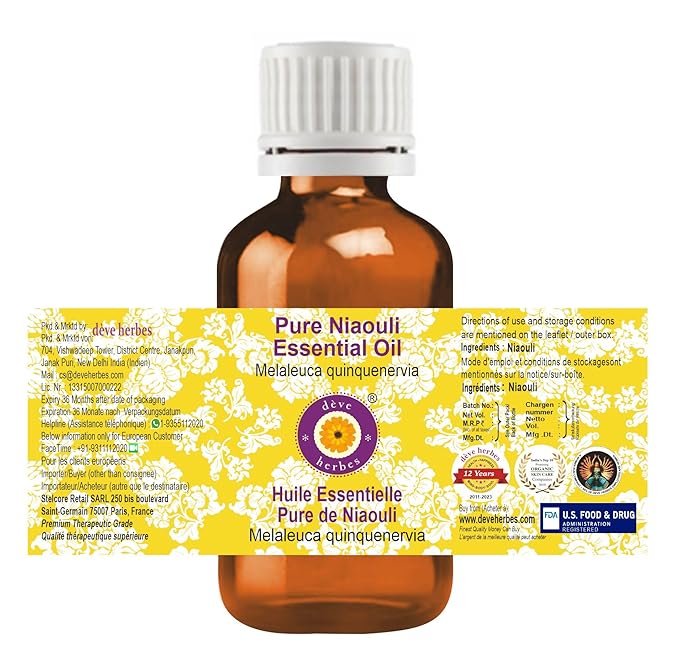 Deve Herbes Pure Niaouli Essential Oil (Melaleuca quinquenervia) Steam Distilled 5ml (0.16 oz)