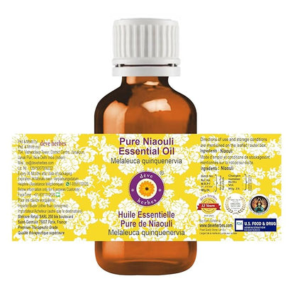 Deve Herbes Pure Niaouli Essential Oil (Melaleuca quinquenervia) Steam Distilled 5ml (0.16 oz)