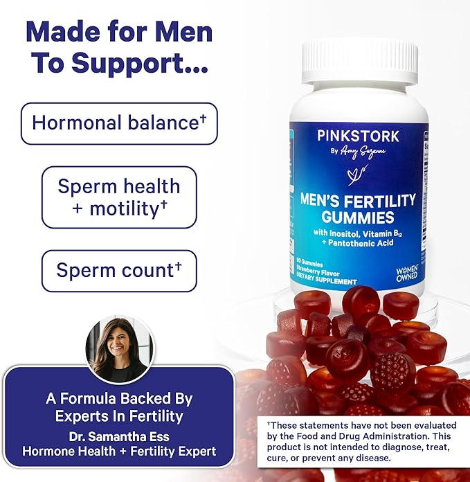 Blue Stork Fertility Supplement Gummies for Men - Male Prenatal Vitamins, Conception Support for Him - Reproductive Health, Hormonal Balance & Motility - 90 Count