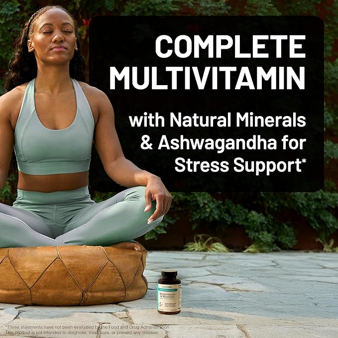 NatureWise Multivitamin for Women + Stress Support with Organic Whole Foods & Natural Minerals-B-Complex+Vitamin C+D3 K2 for Immunity,Hair,Skin & Nails-Non-GMO-60 Capsules[30-Day Supply], (Pack of 2)