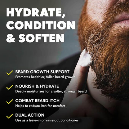 The Beard Club Thickening Leave-In Beard Conditioner for Men – Sandalwood & Ginger Cream – Hydrating Moisturizer, Softener & Lotion – Nourishes, Strengthens & Provides Itch Relief – 4oz
