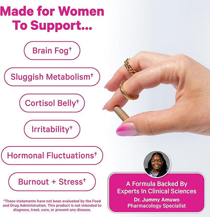 Pink Stork Cortisol Probiotic for Women – Mood and Adrenal Support Supplement – Ashwagandha, Lemon Balm, Chamomile, 25 Billion CFU – Gut Health, Energy, Focus – Lower Cortisol – 30 Capsules