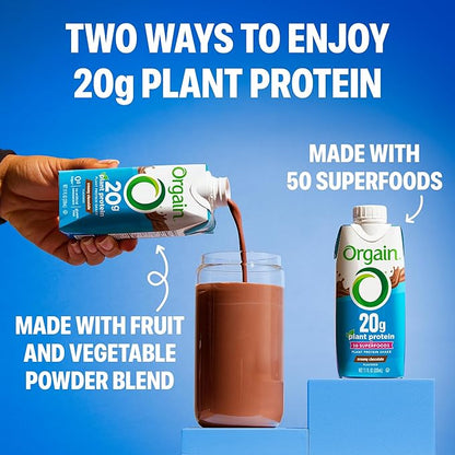 Orgain Vegan Protein Shake, Creamy Chocolate - 20g Plant Protein, Ready to Drink, 50 Superfoods, 0g Sugar, Gluten Free, No Artificial Sweeteners, No Soy or Dairy Ingredients, 11 Fl Oz (Pack of 12)