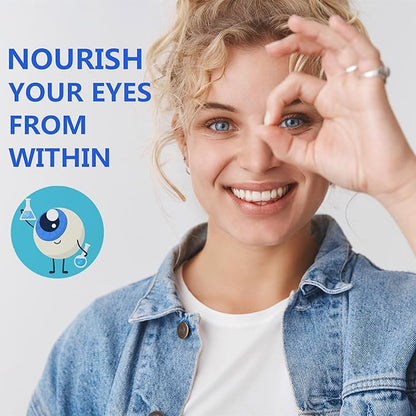 Lutein 20mg 40mg and Zeaxanthin Supplements for Eyes, Lutein Gummies with Omega 3, Saffron, Zinc, Bilberry & Goji Berry for Vision Support - Eye Vitamins Gummies for Seniors - Vegan, Sugar Free, 60ct