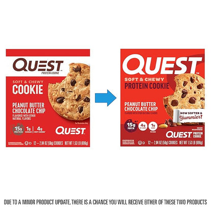 Quest Nutrition Peanut Butter Chocolate Chip High Protein Cookie, Keto Friendly, Low Carb, 24.5 Oz, 12 count (Pack of 1)
