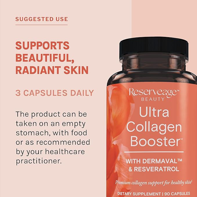 Reserveage Nutrition Ultra Collagen Booster, Skin Supplement, Supports Healthy Collagen Production, 90 Capsules