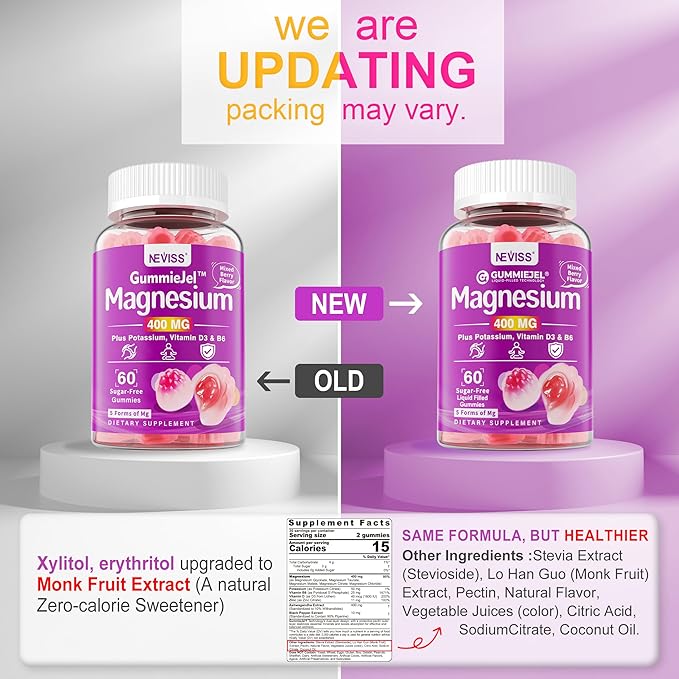 Magnesium Gummies 400mg | 5-in-1 Magnesium Complex for Women & Men: Mag Glycinate, Citrate, Malate, Chloride & Taurate | w/Ashwagandha, D3 & Zinc for Relaxtion, Mood,Energy | Sugar-Free, Vegan, 60Cts
