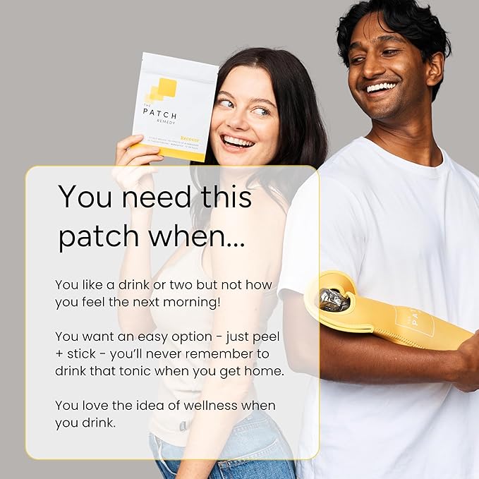 The Patch Remedy Recover Patch | Glutathione, Milk Thistle, NAC, Ginger, Ginseng & Prickly Pear | 30 Patches