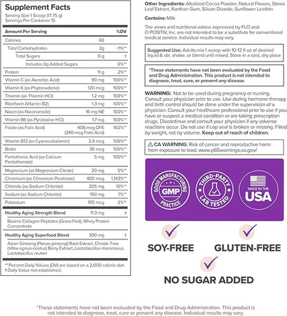 MENO Healthy Aging Collagen & Protein Powder – Support Joint & Bone Health, Lean Muscle Mass, Cognition, Skin & Hair Health – Whey Protein & Collagen – Chocolate Brownie Flavor - 15 Servings
